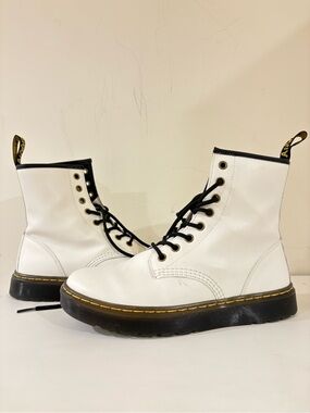 Dr. Martens White Combat Boots with Black Accents Size US Women’s 8
